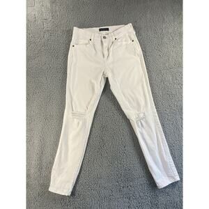 White Skinny Jeans Women 8 28x27 Mid Rise Distressed Casual Night‎ Out Preppy